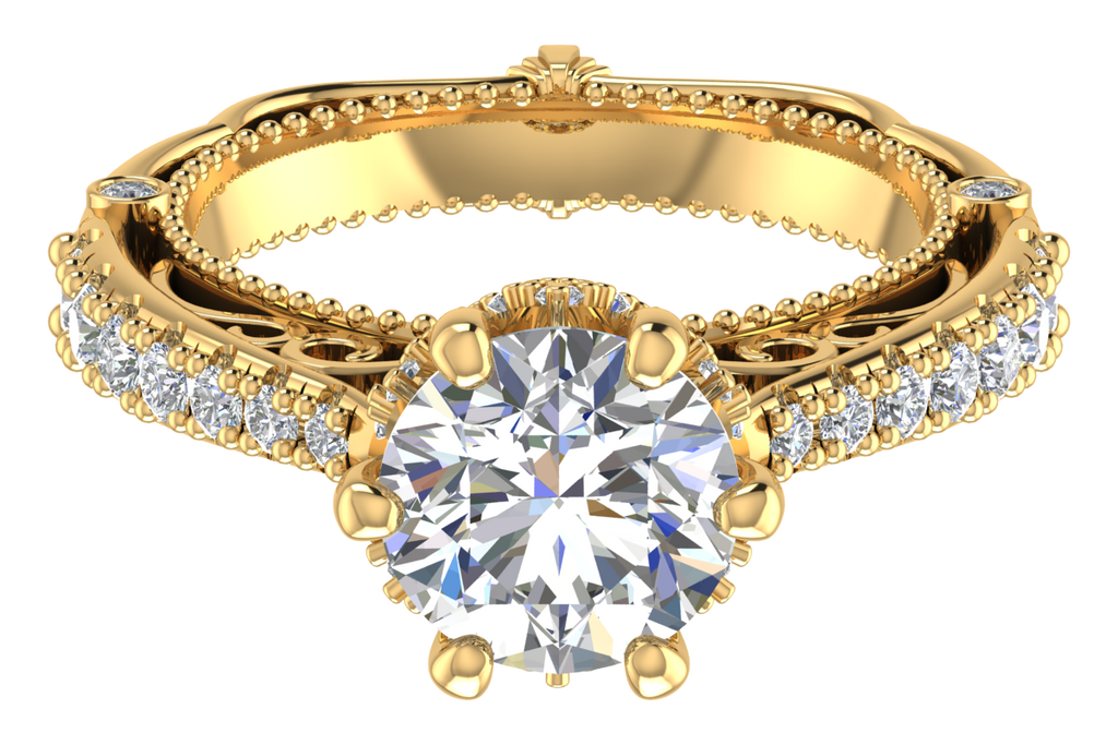 Silver Ring with 7.50mm Center Stone – Victorian Style