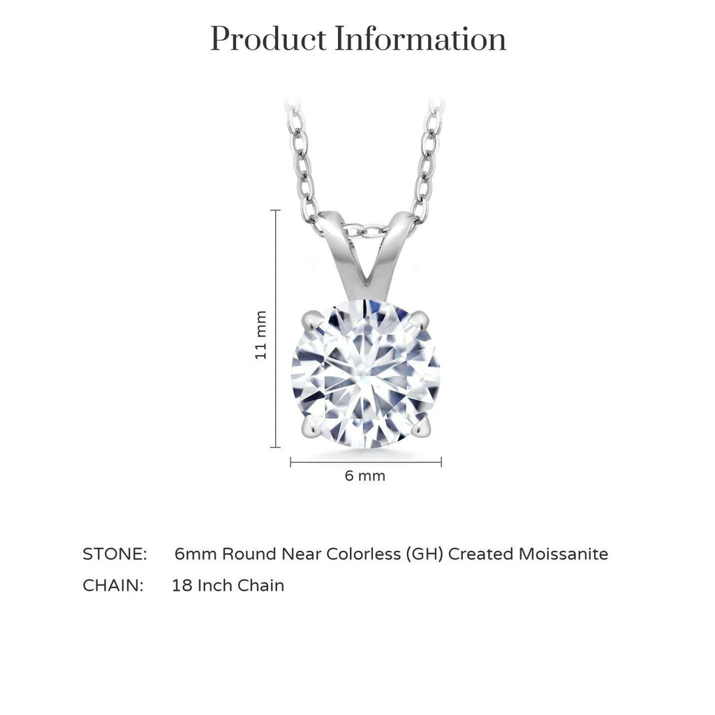 .80 CTW Certified Genuine Moissanite Solitaire Pendant Necklace -