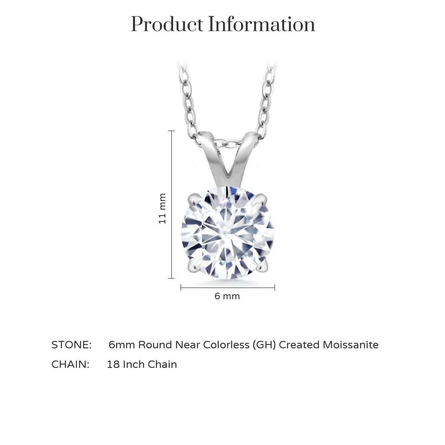 .80 CTW Certified Genuine Moissanite Solitaire Pendant Necklace -
