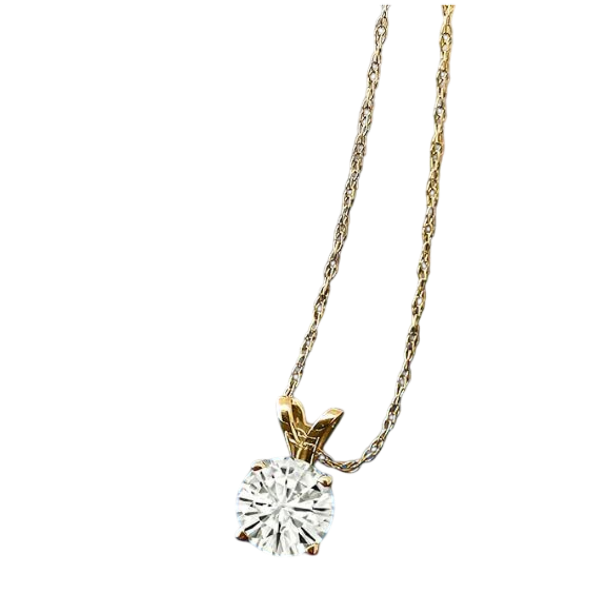 1.50 Ctw Round Lab Grown Diamond Pendant Necklace in 14K Gold – F