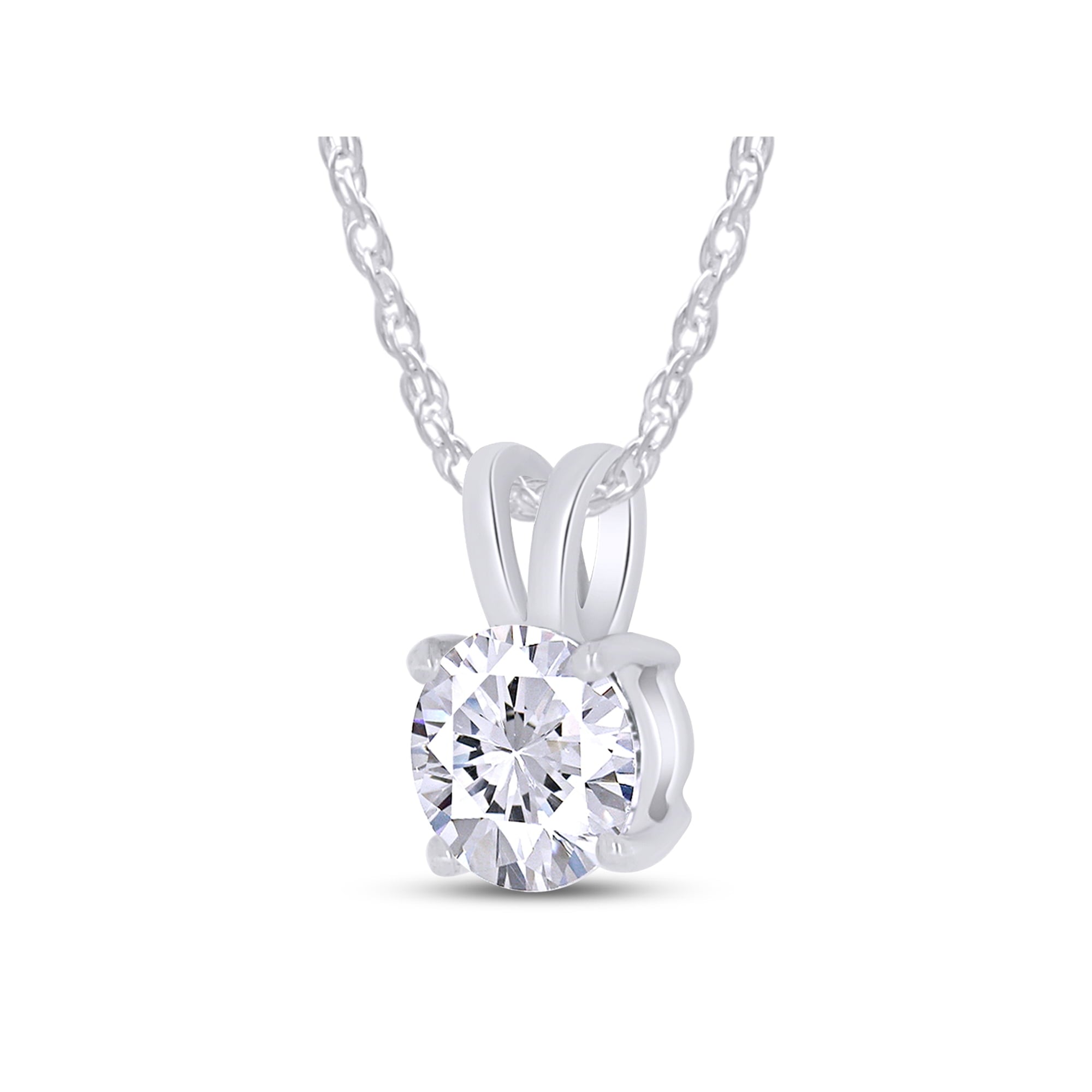 1.50 Ctw Round Lab Grown Diamond Pendant Necklace in 14K Gold – F