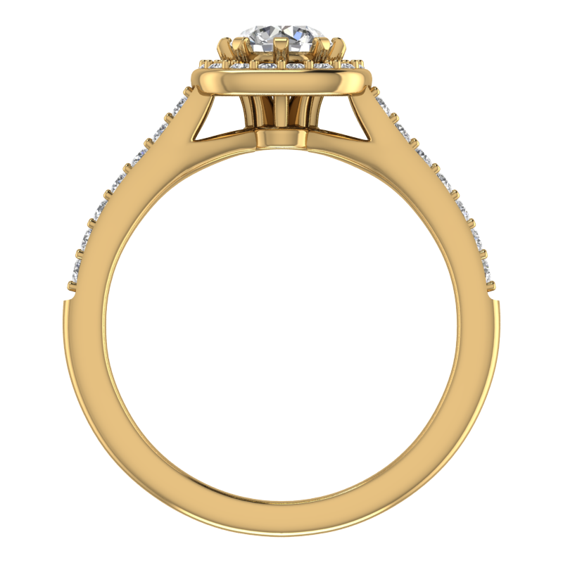 Round Halo Ring with Double-Row Shoulders – 3D Model