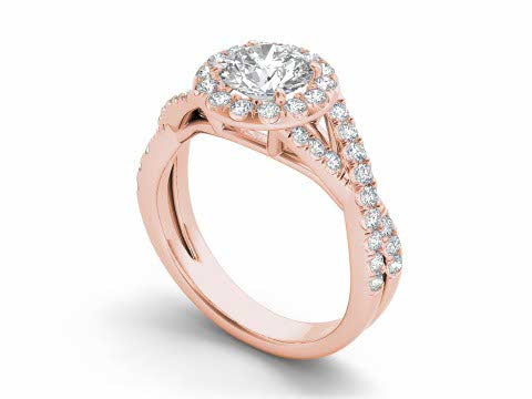 Pavé Shoulder Halo Engagement Ring CAD Design – Digital Download