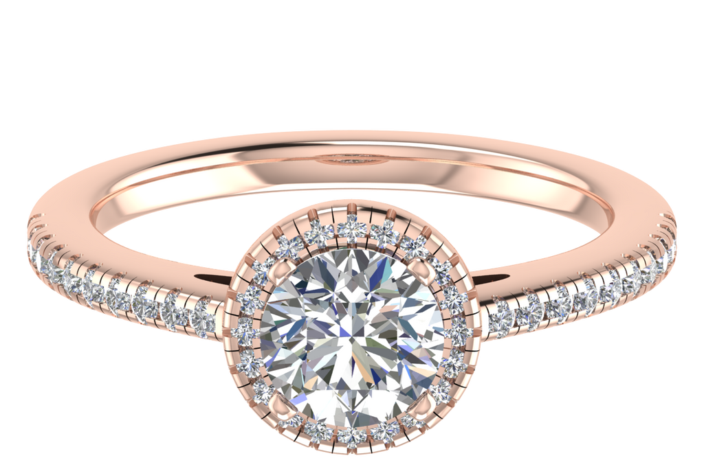 Round Halo Pavé Engagement Ring CAD Design – Digital Download