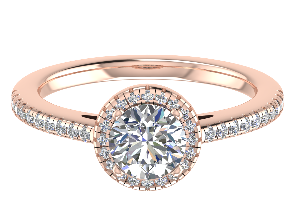 Round Halo Pavé Engagement Ring CAD Design – Digital Download
