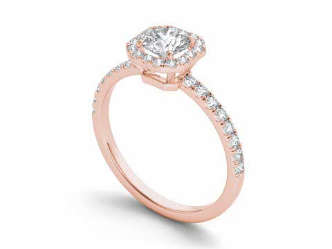 Delicate Pavé Halo Engagement Ring CAD Design – Digital Download