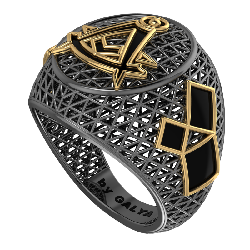 Masonic Ring Past Master – Breathable Lattice Structure  BY GALYA