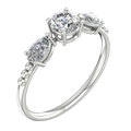 Three-Stone Ring with Round Center & Pear Side Stones | BY GALYA