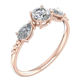 Three-Stone Pear & Round Ring – 3D Model