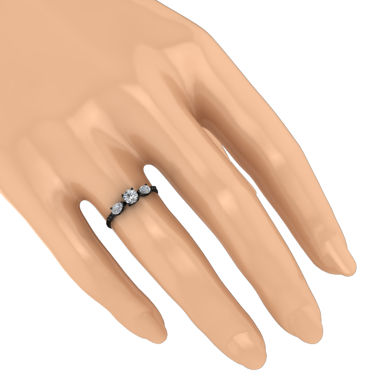 Three-Stone Ring with Round Center & Pear Side Stones | BY GALYA