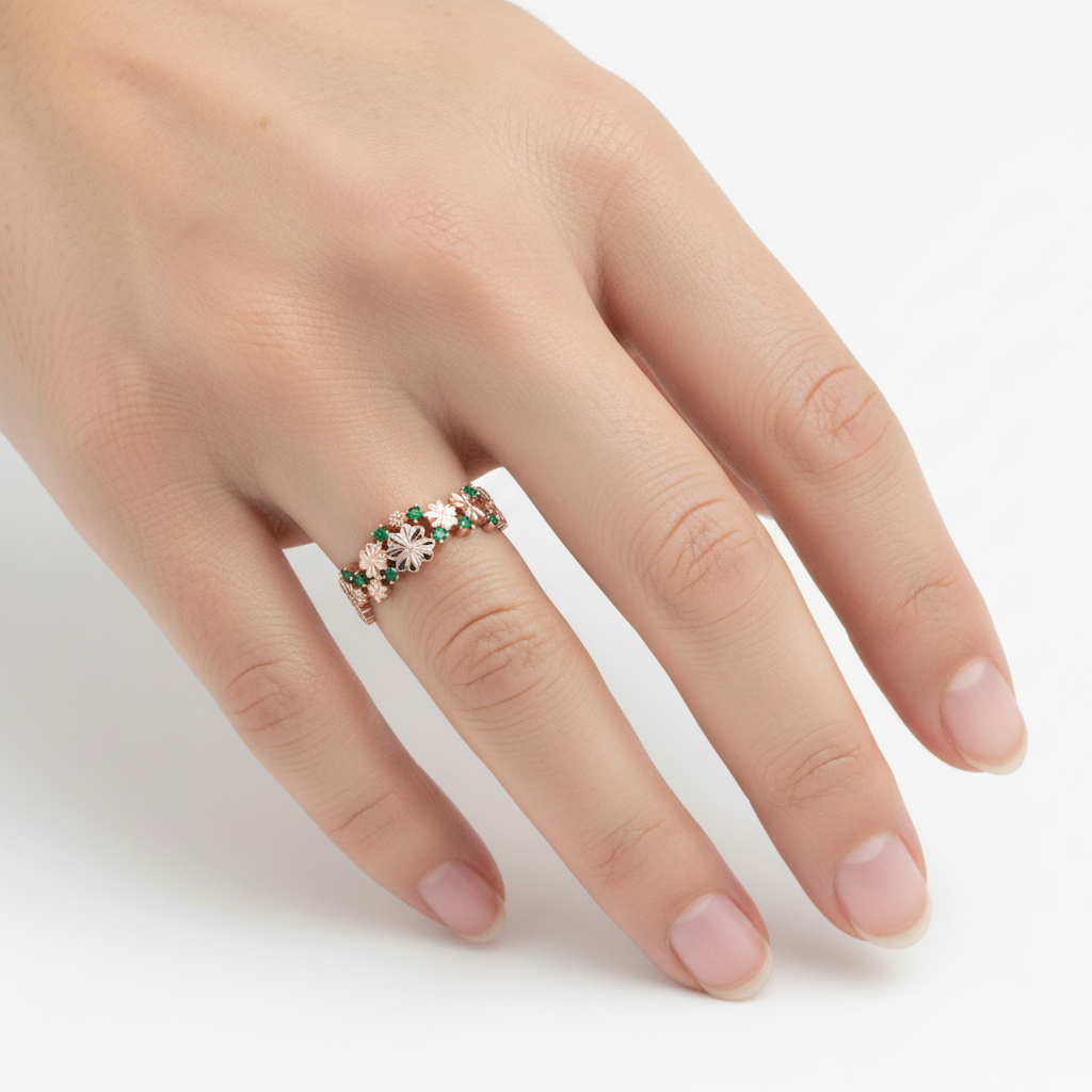Floral Ring on Real Hand