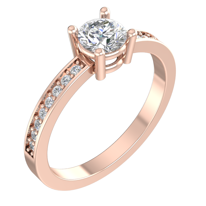 Round Solitaire Ring with Stone-Set Shoulders – 3D Model