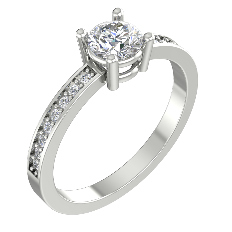 Round Solitaire Ring with Stone-Set Shoulders – 3D Model
