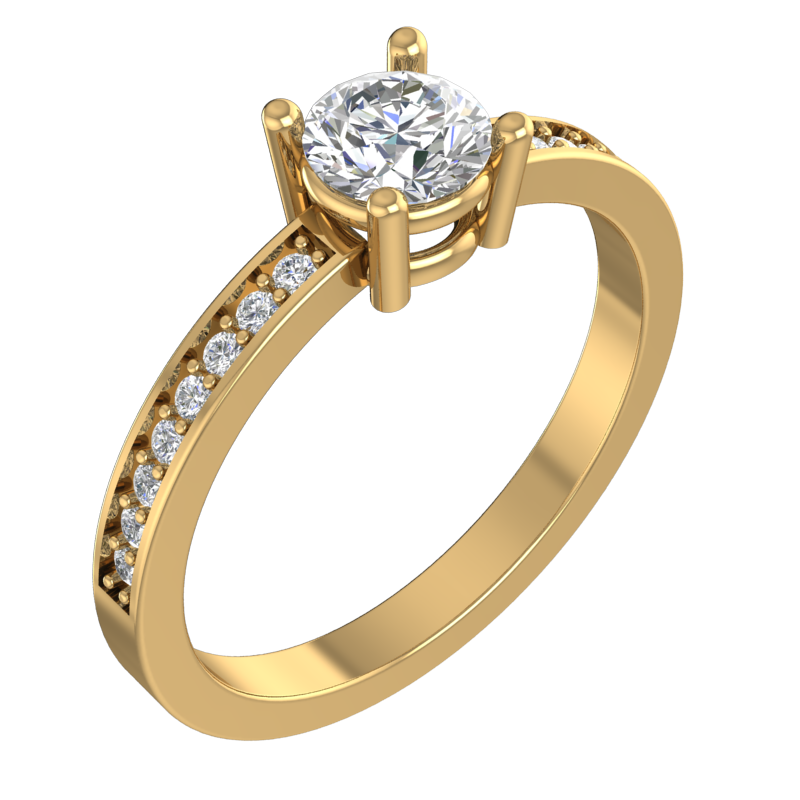 Round Solitaire Ring with Stone-Set Shoulders – 3D Model