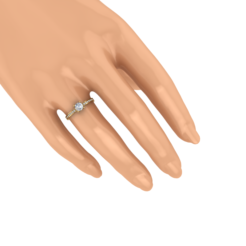 Round Solitaire Ring with Stone-Set Shoulders – 3D Model
