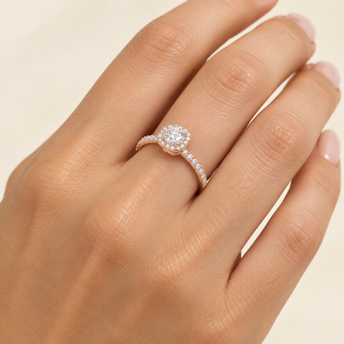 Delicate Pavé Halo Engagement Ring CAD Design – Digital Download