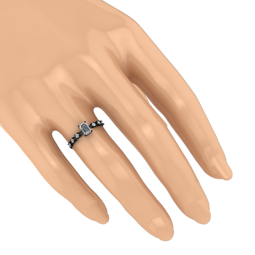 Emerald-Cut Center Ring with Round Accents – 3D Model