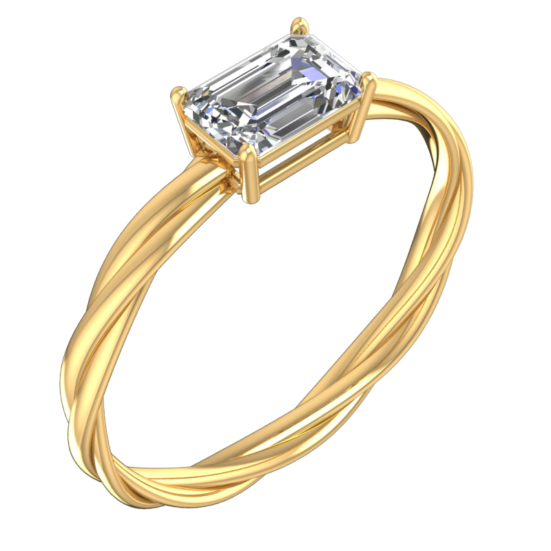 Emerald-Cut Solitaire Ring – 3D Model