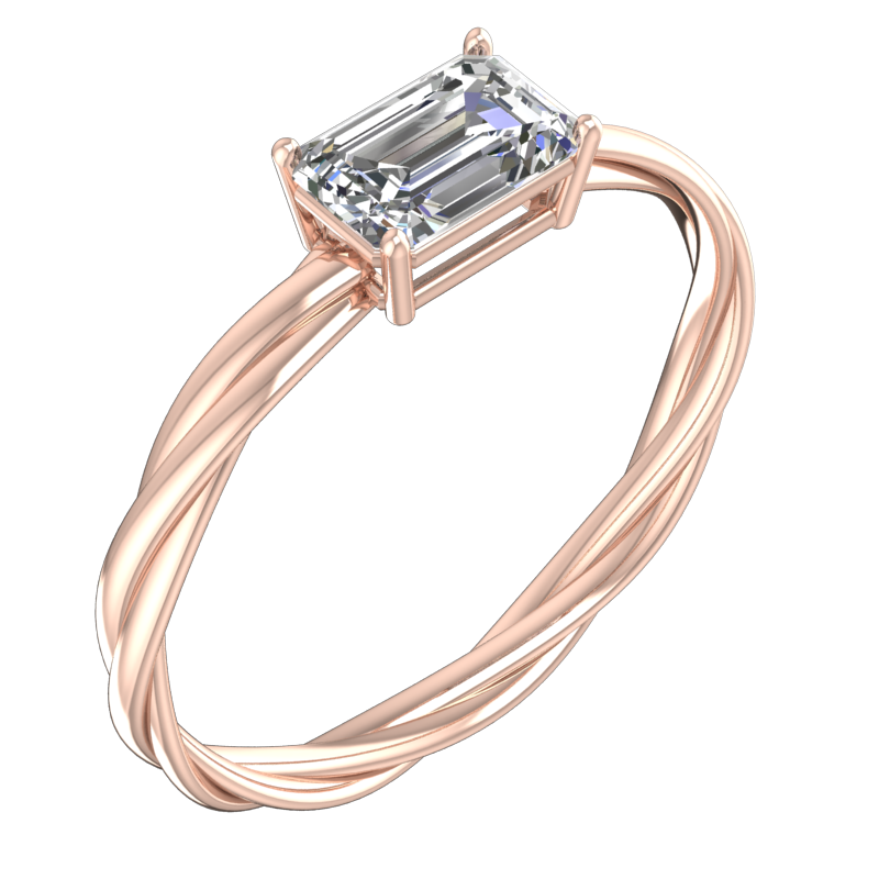 Emerald-Cut Solitaire Ring – 3D Model