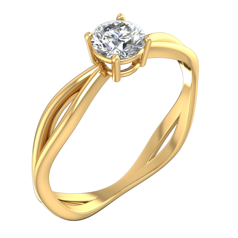 Sculpted-Shoulder Round Solitaire Ring – 3D Model