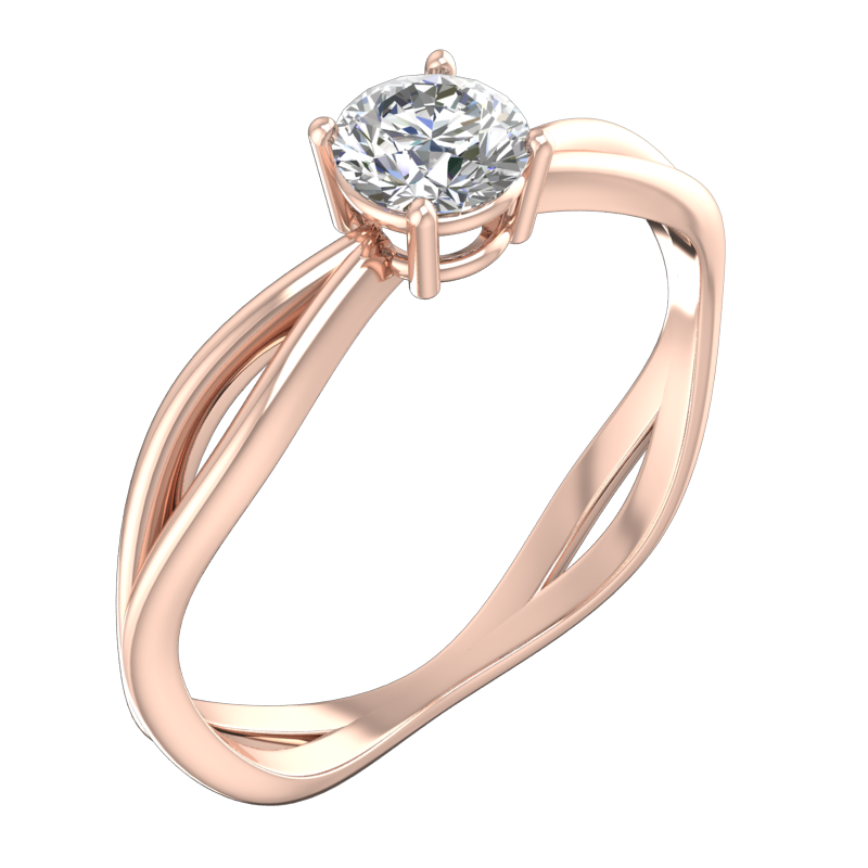 Sculpted-Shoulder Round Solitaire Ring – 3D Model