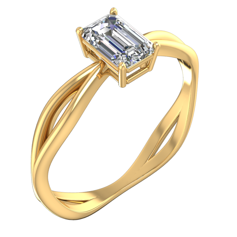 Split-Shank Emerald-Cut Solitaire Ring – 3D Model