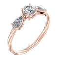 Raised Three-Stone Ring with Pear Sides – 3D Model