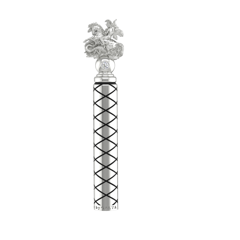 Sterling Silver Cigar Pin — Saint George & Dragon | 2 Lab Diamonds | Handcrafted 925 Silver Cigar Draw Tool & Nubber | BY GALYA