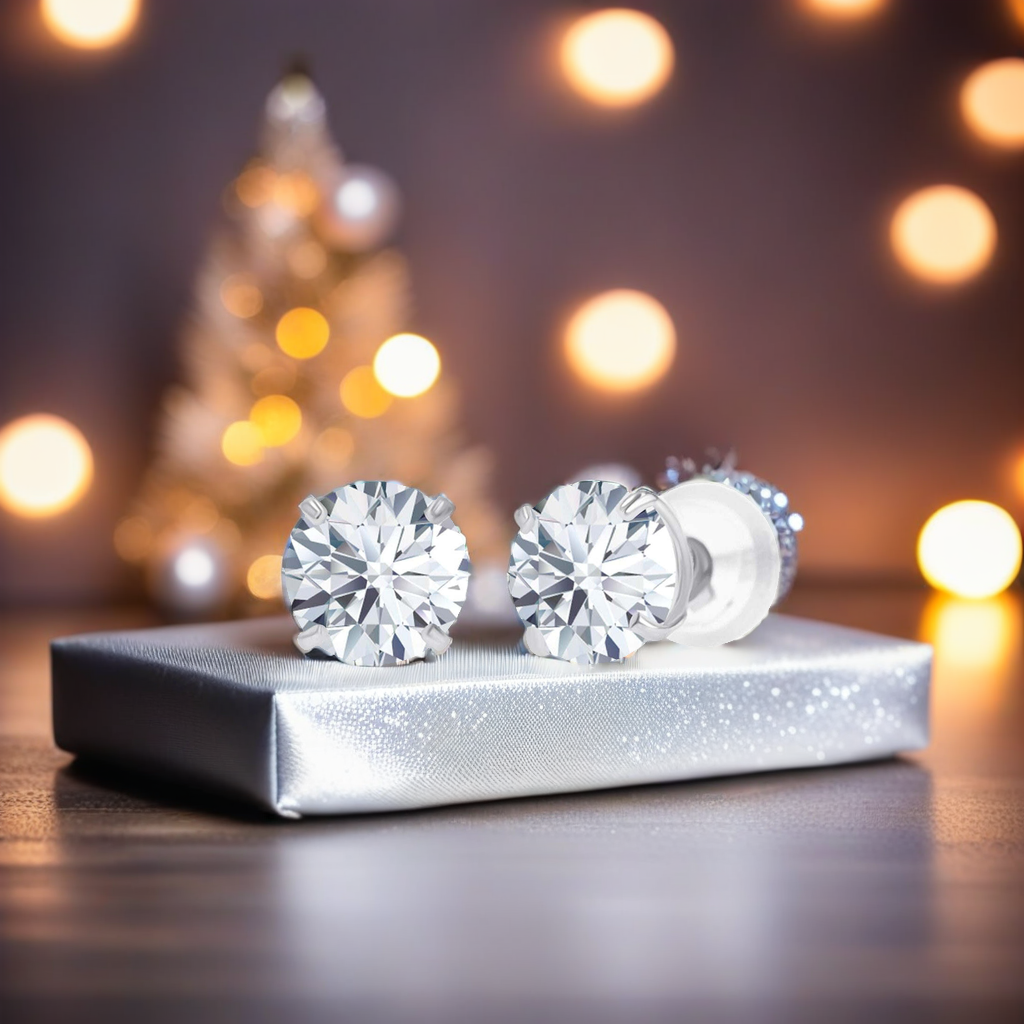 2.00 CTW Lab-Grown Diamond Stud Earrings – E Color VS Clarity in Solid